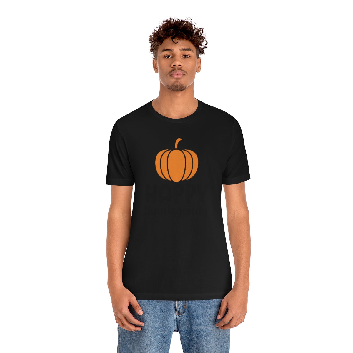 Happy Thanksgiving Pumpkin Tshirt Design | Thanksgiving TShirt | Thanksgiving T-Shirt | Thanksgiving Teeshirt Design on Unisex Jersey Short Sleeve Tee