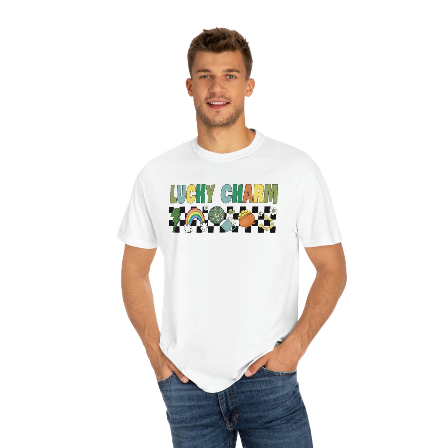 Lucky Charm Vintage Retro Checkers St. Pattys Day Tshirt