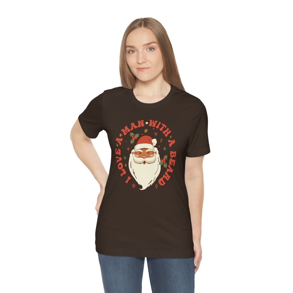 I Love a Man With A Beard Santa Christmas Tshirt