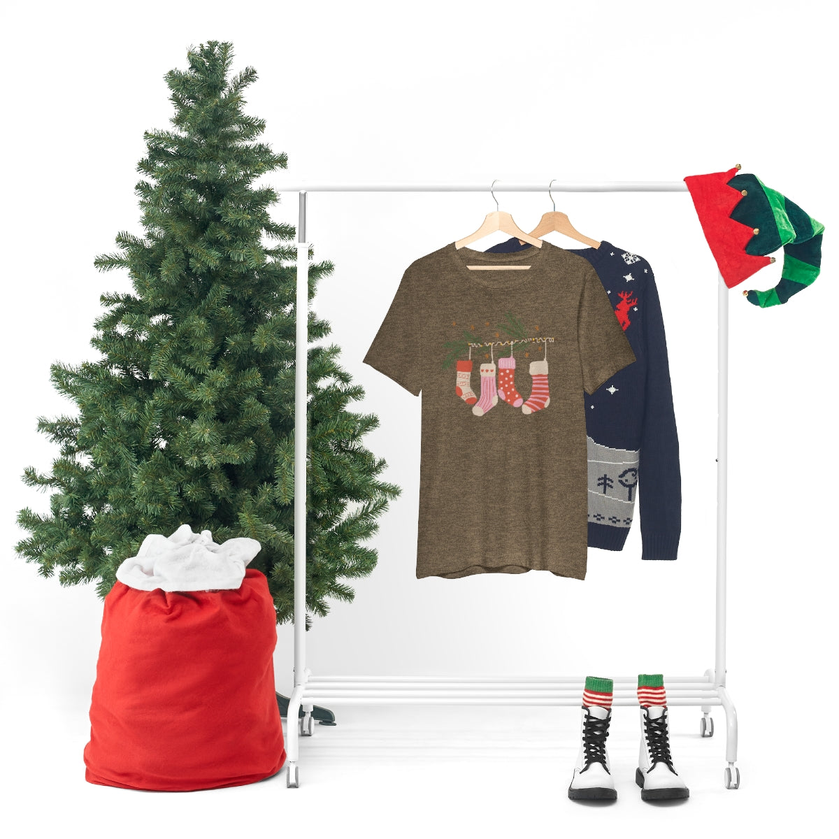 Be Merry & Bright Stockings Christmas Tshirt