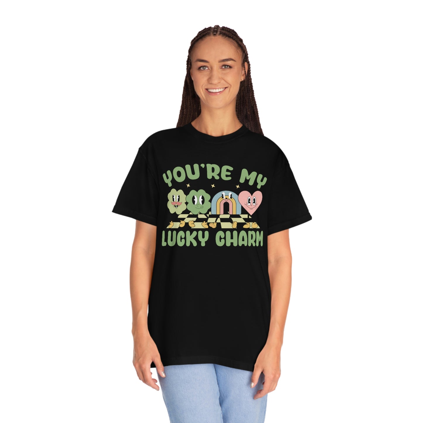 Retro Lucky Charm Rainbow Shamrock St. Pattys Day Tshirt