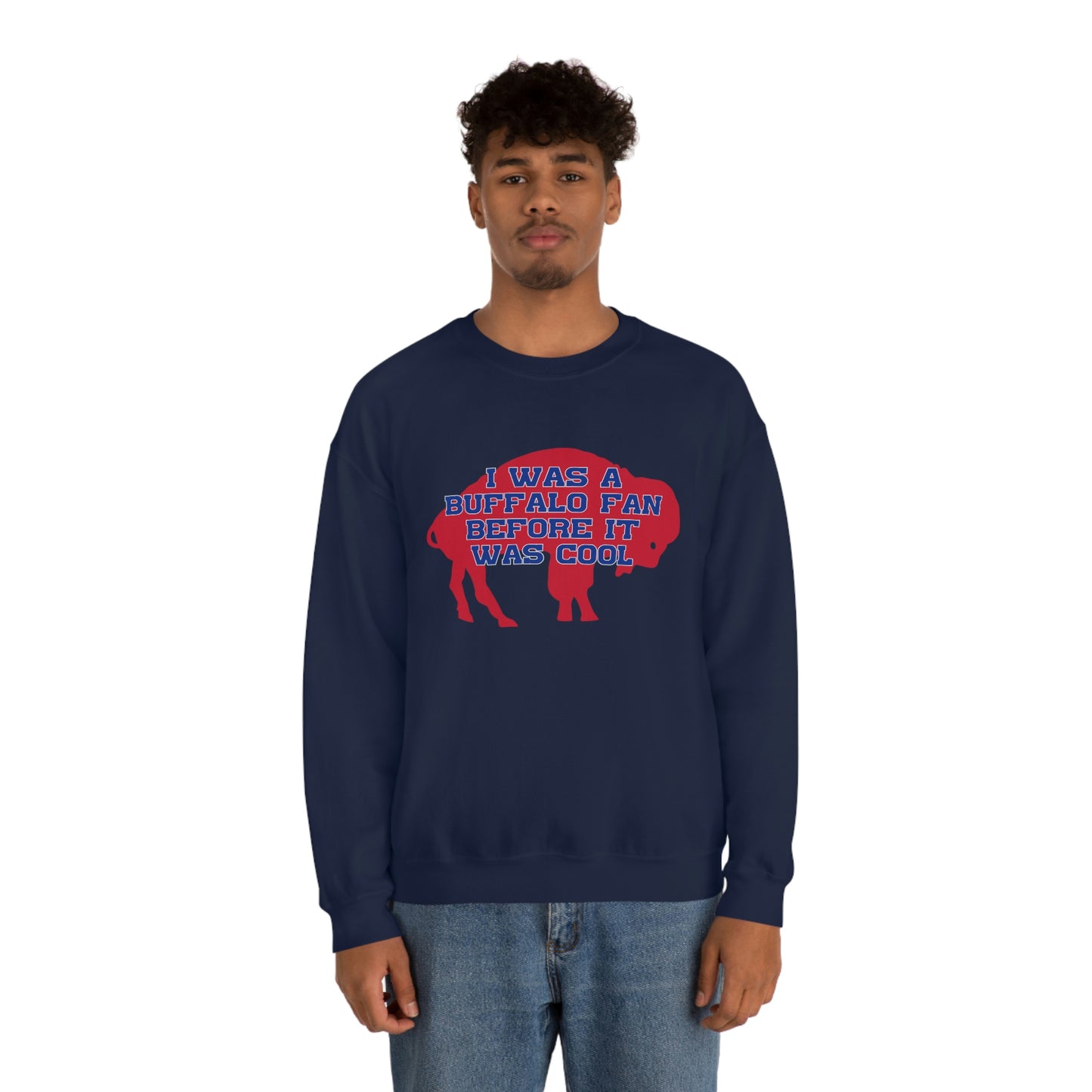 I Was a Buffalo Fan Before it was Cool Retro Red Logo Bills Mafia Football Crewneck Sweatshirt