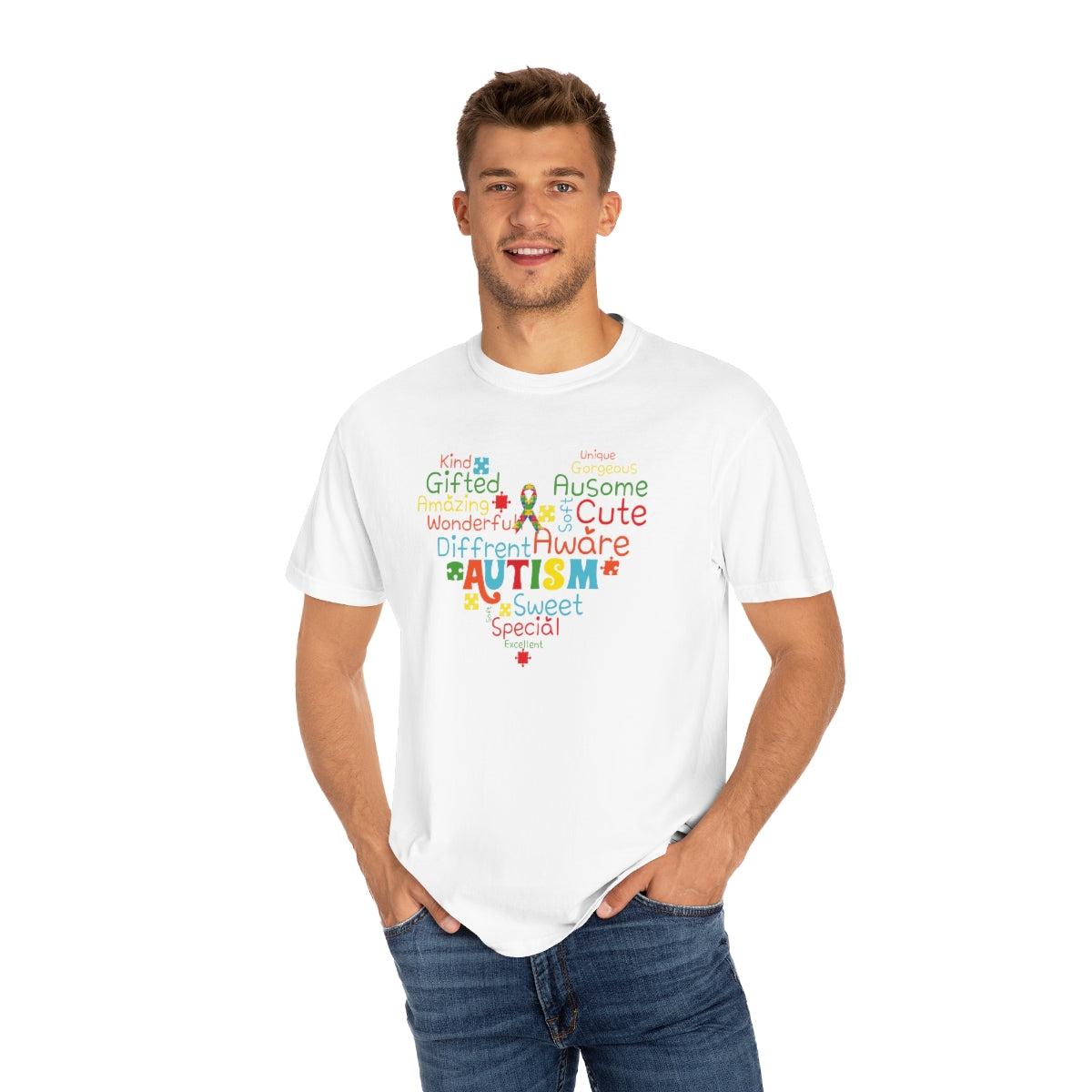 Cute Heart with Encouraging Words Autism Awareness Tshirt