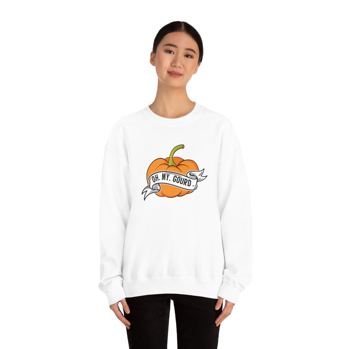 Oh My Gourd! Thanksgiving Pumpkin Sweatshirt Design on Unisex Heavy Blend™ Crewneck Sweatshirt