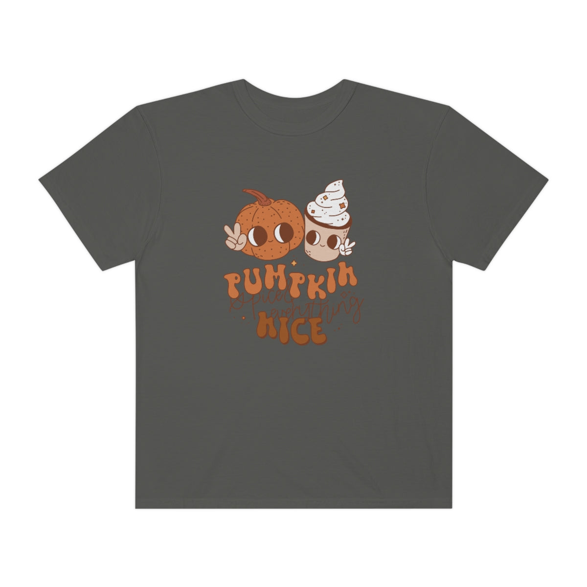 Pumpkin Spice Everything Cute Coffee & Pumpkin Halloween Design, Halloween Tshirt, Funny Tshirt Design on Unisex Garment-Dyed T-shirt