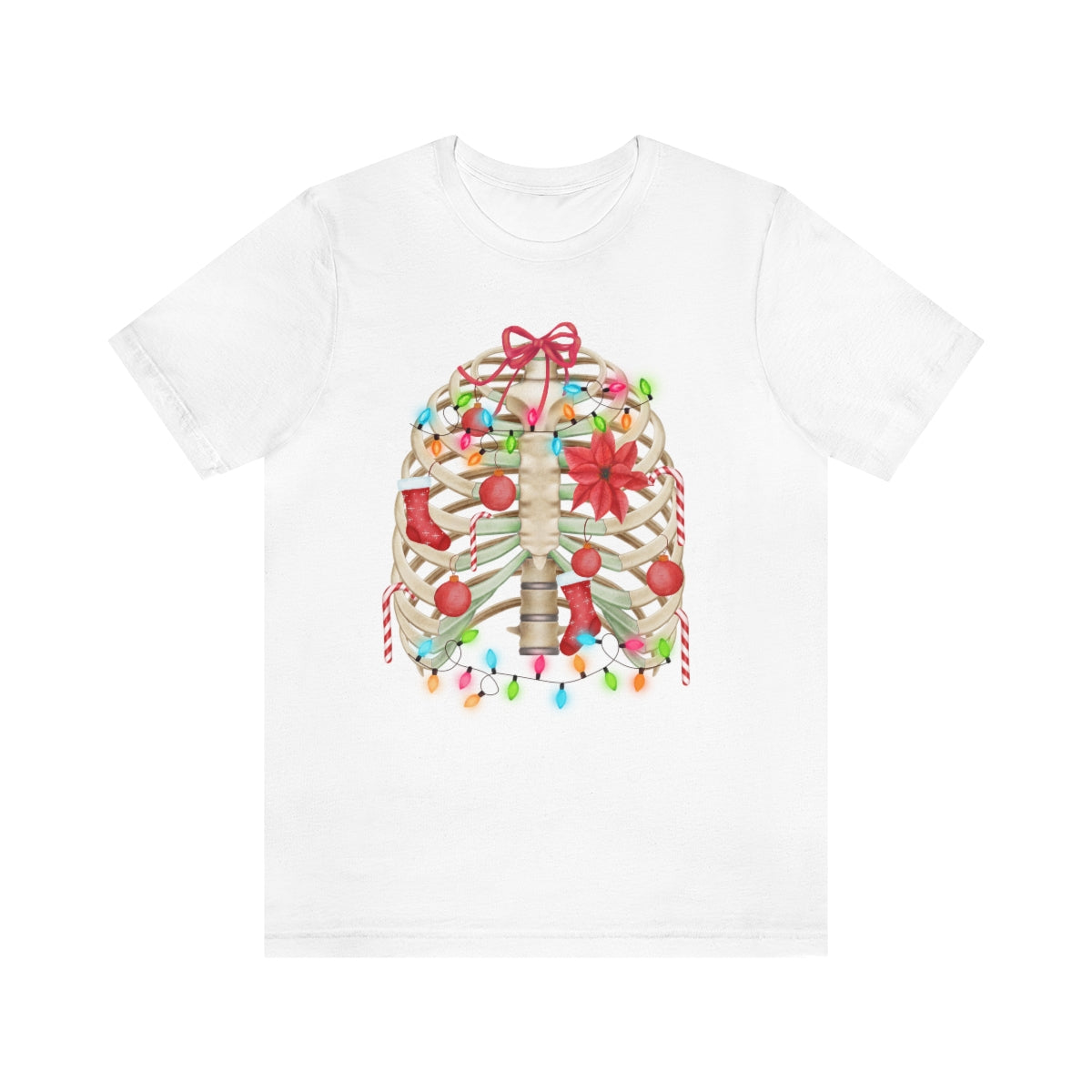 Skeleton Ribcage with Christmas Lights Tshirt