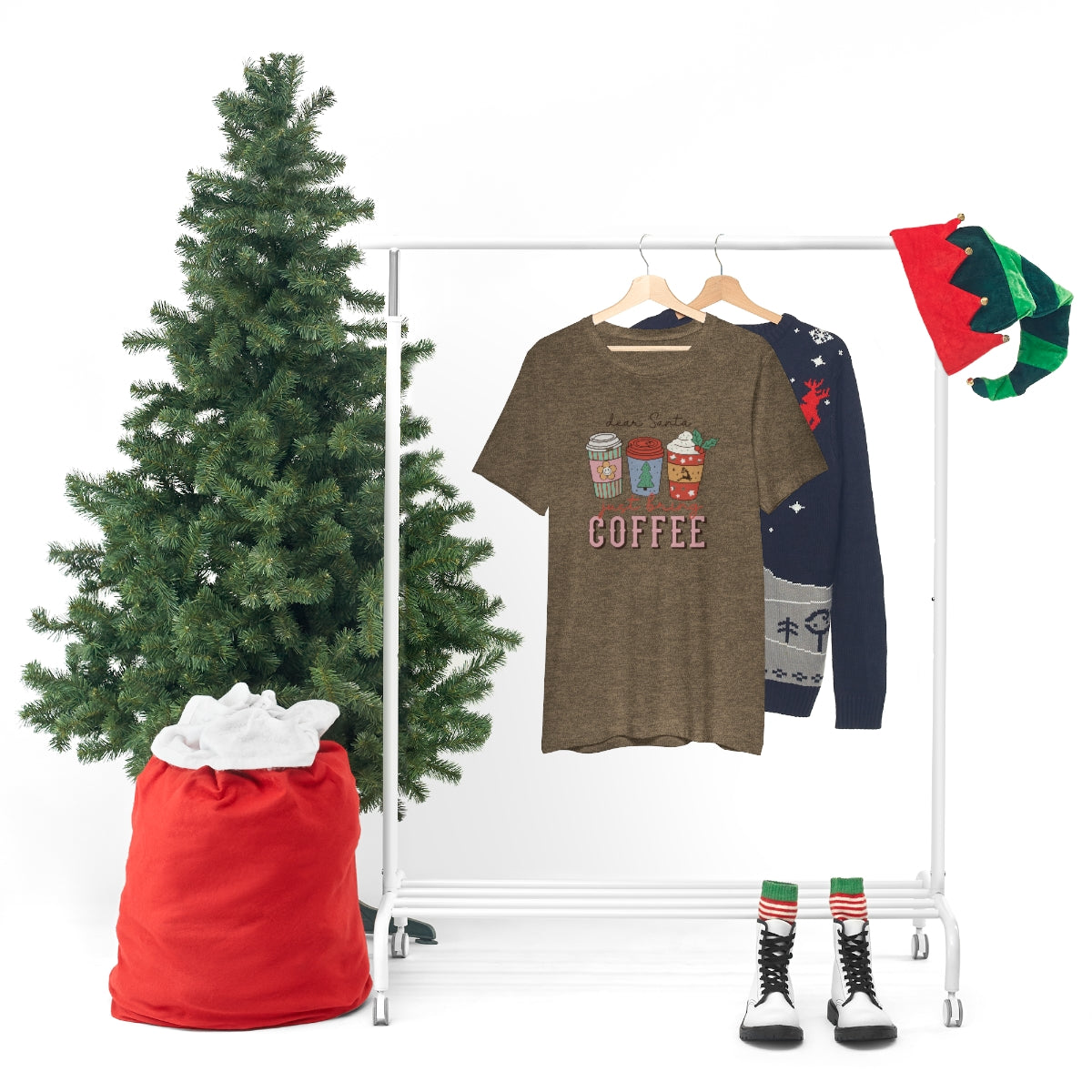 Dear Santa Just Bring Coffee Christmas Tshirt