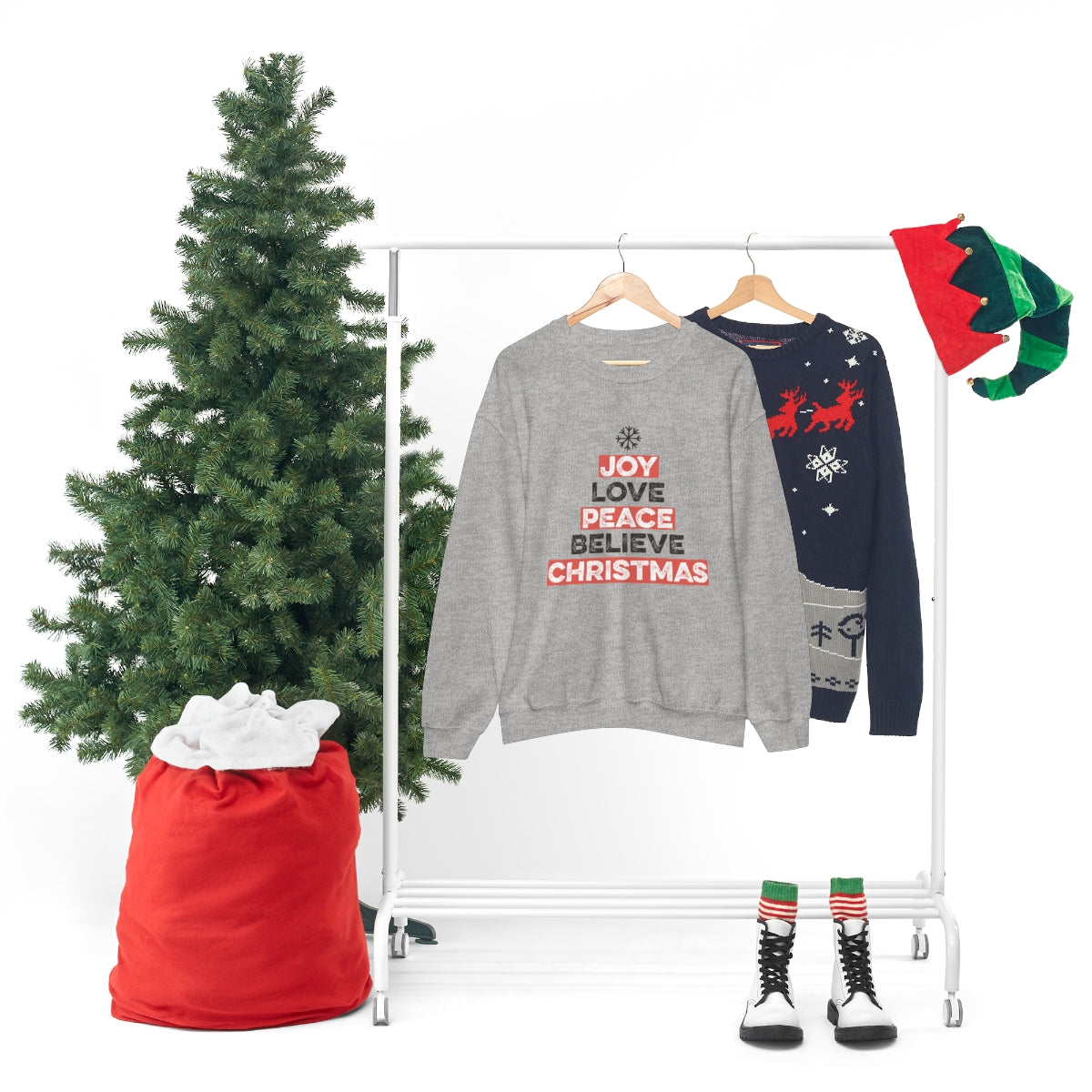 Joy Peace Believe Christmas Snowflake Xmas Holiday Sweatshirt