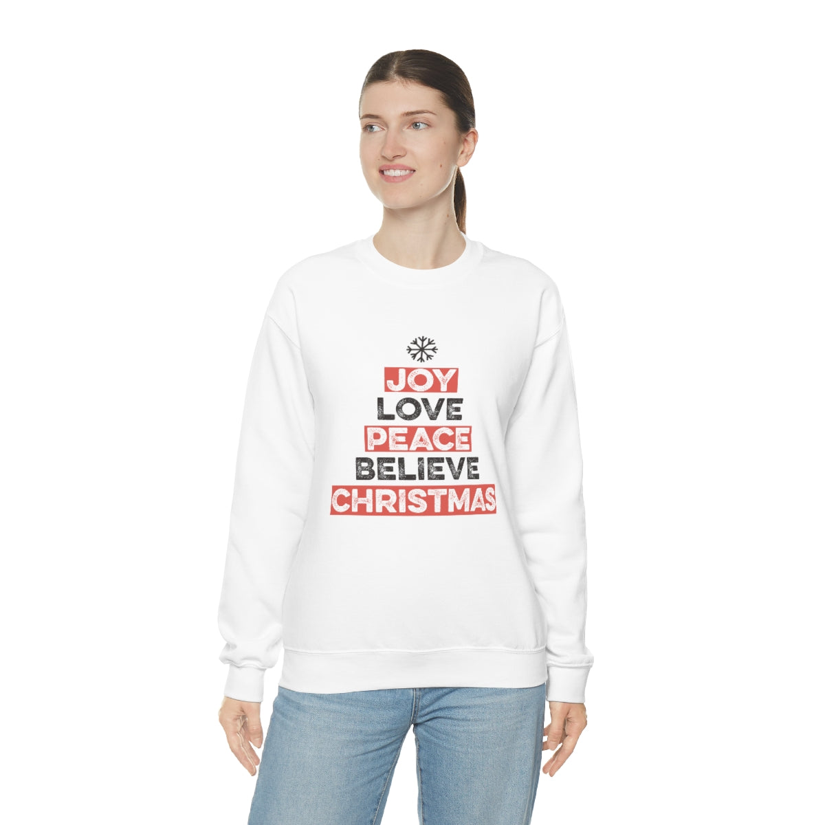 Joy Peace Believe Christmas Snowflake Xmas Holiday Sweatshirt