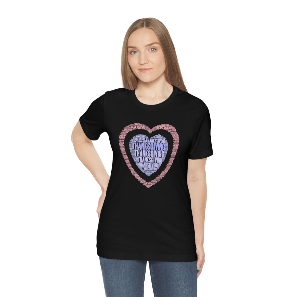 Cute Heart Thanksgiving Tshirt Design | Thanksgiving TShirt | Thanksgiving T-Shirt | Thanksgiving Teeshirt Design on Unisex Jersey Short Sleeve Tee