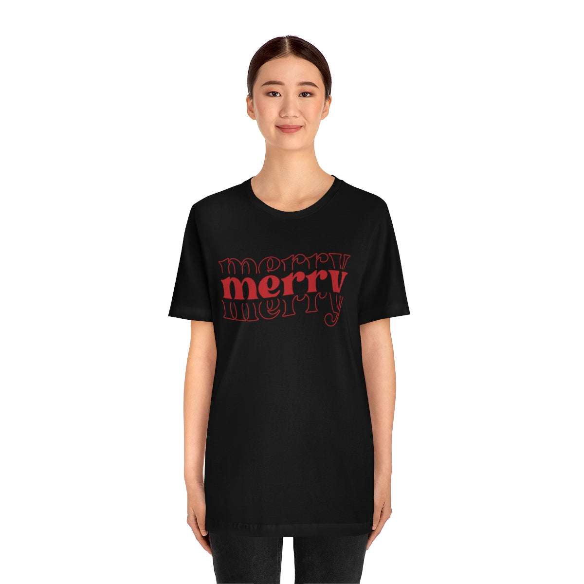 Merry Merry Merry Red Cute Christmas Holiday Tshirt