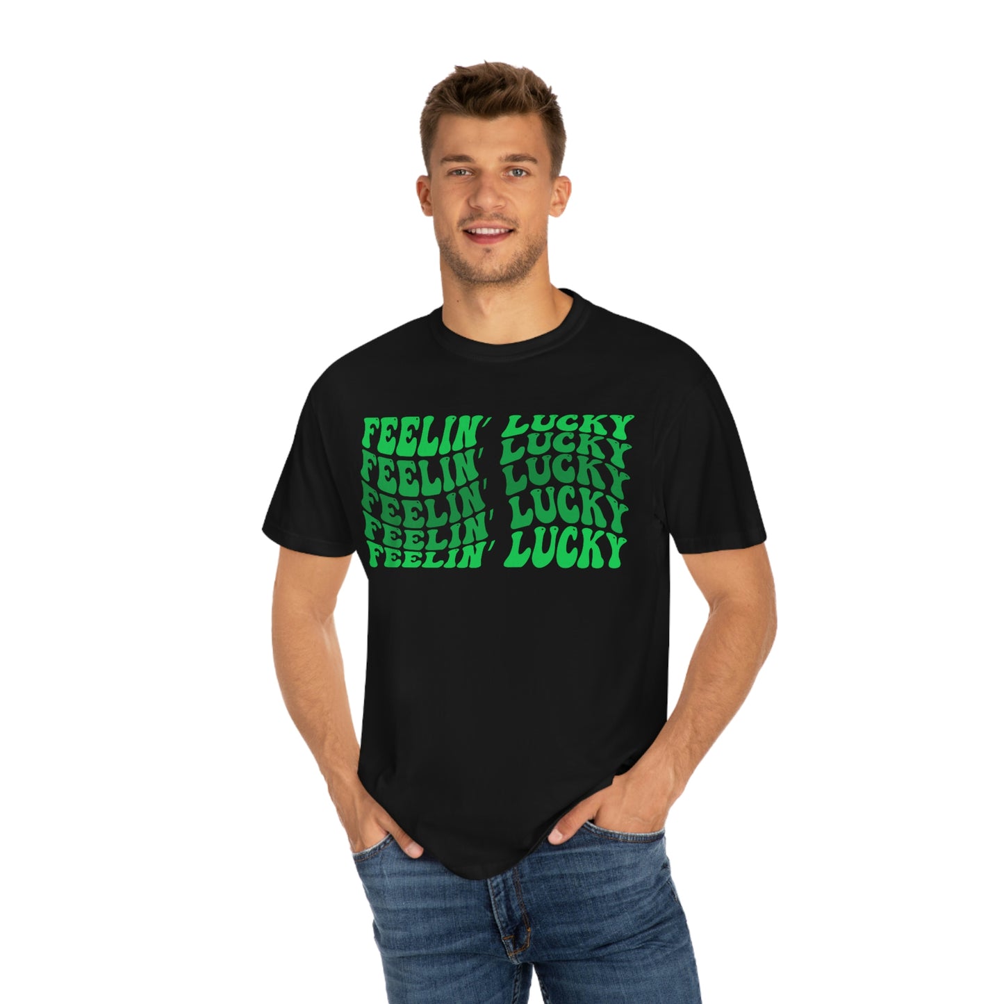 "Feelin' Lucky" Retro Vintage Font St. Patrick's Day Tshirt