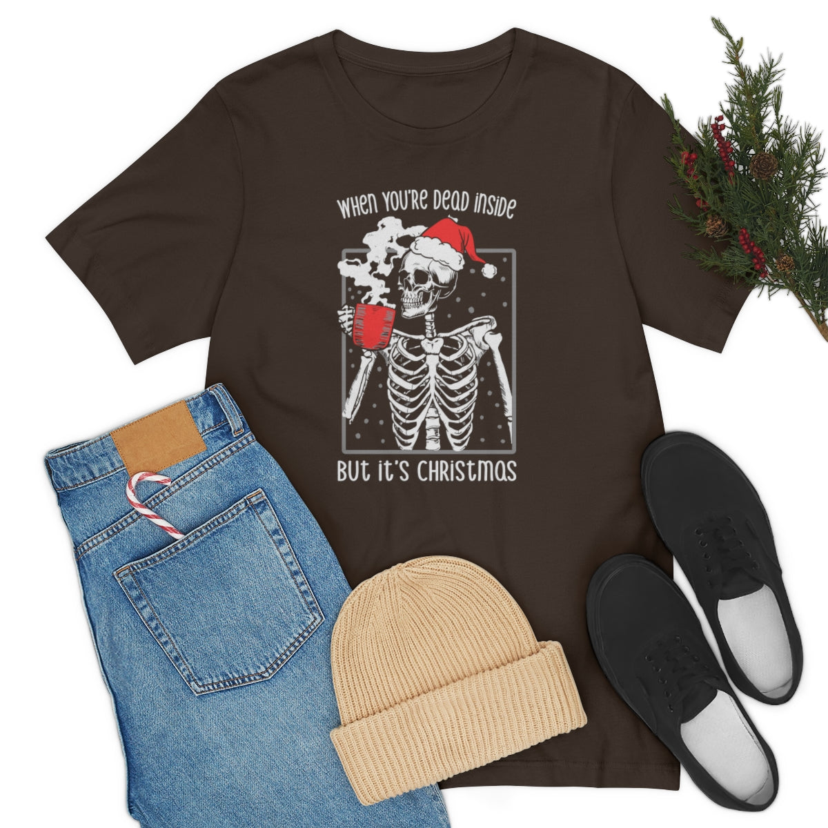 When You're Dead Inside Skeleton Christmas Tshirt