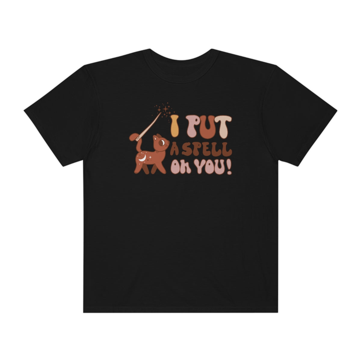 I Put a Spell on You Cute Cat Halloween Design, Halloween Tshirt, Funny Tshirt Design on Unisex Garment-Dyed T-shirt