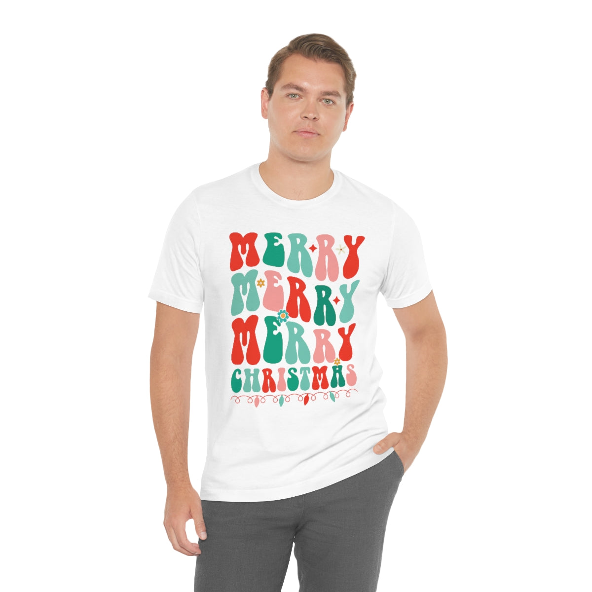 Retro Merry Merry Merry Christmas Xmas Holiday Tshirt