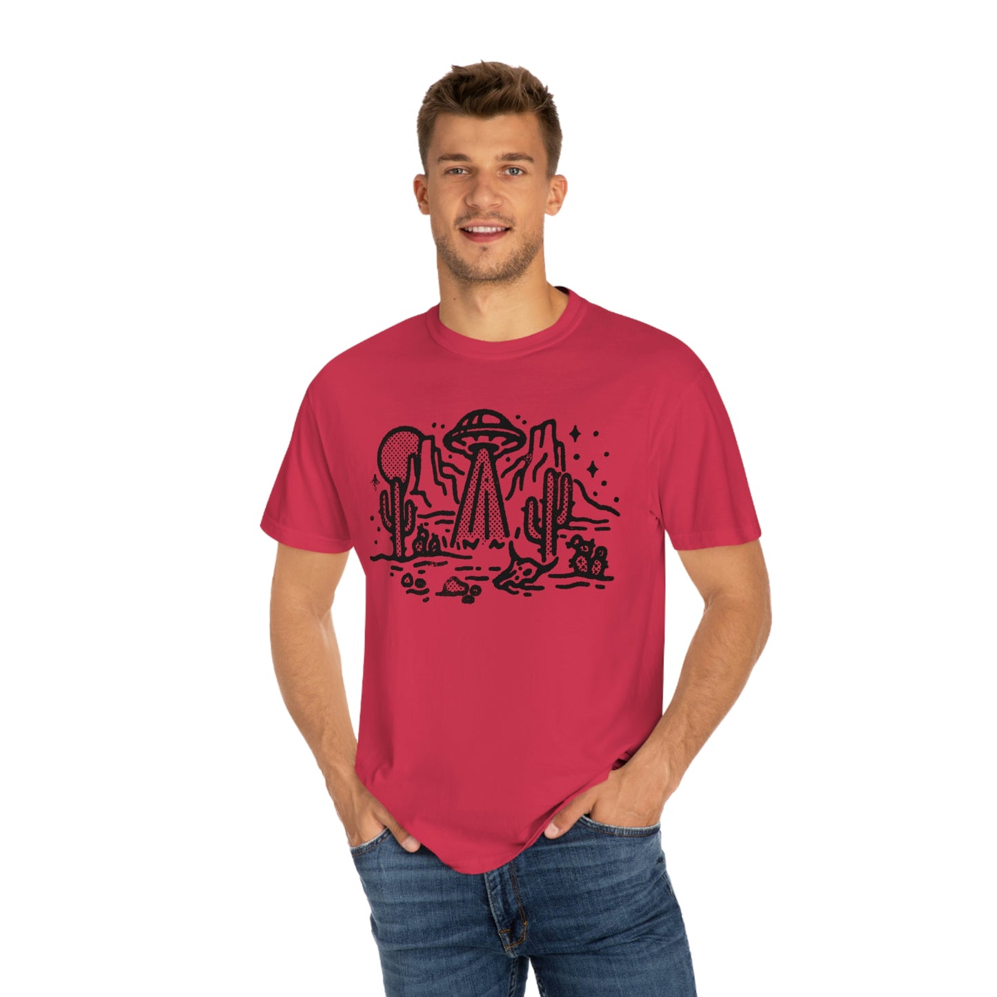 ﻿Retro Vintage UFO Alien Desert Tshirt