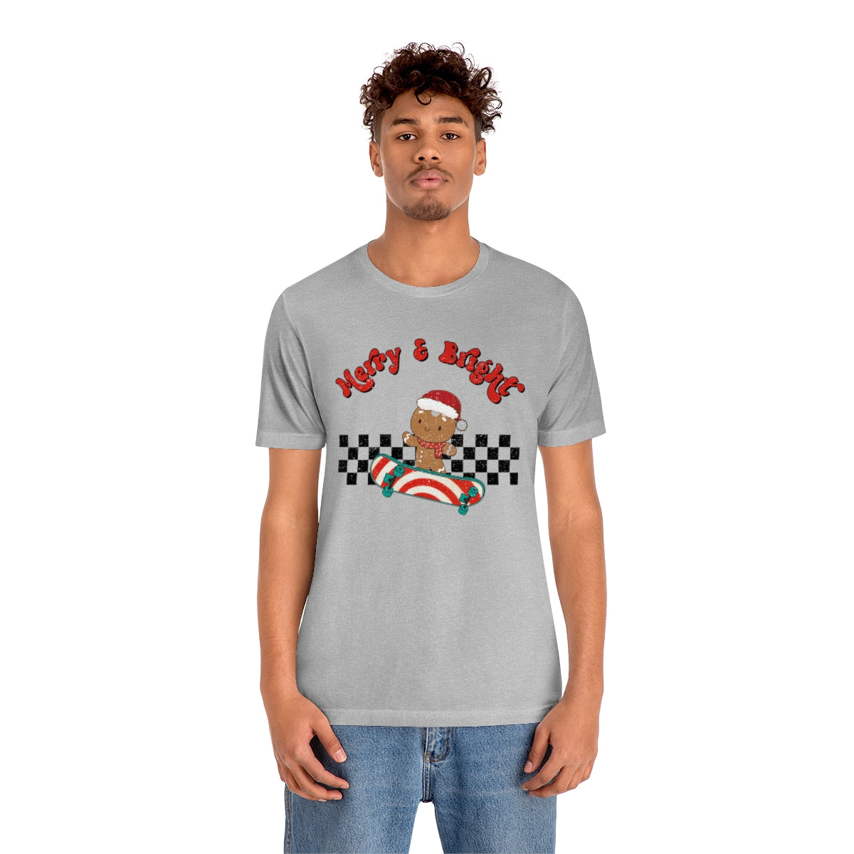 Merry & Bright Skating Gingerbread Christmas Tshirt