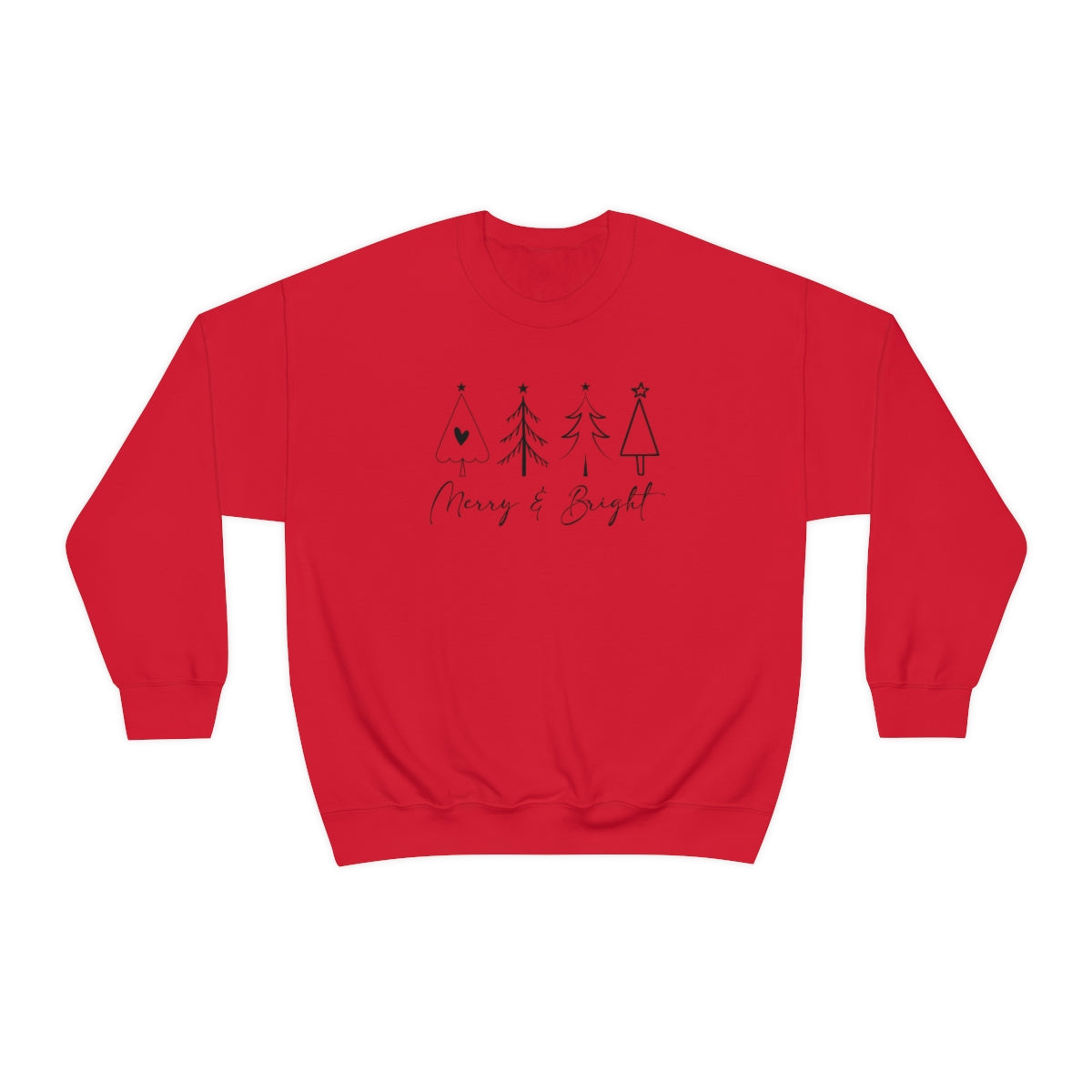 Merry & Bright Simple Christmas Xmas Trees Holiday Sweatshirt