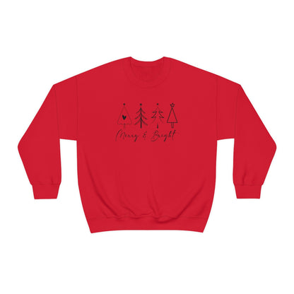 Merry & Bright Simple Christmas Xmas Trees Holiday Sweatshirt