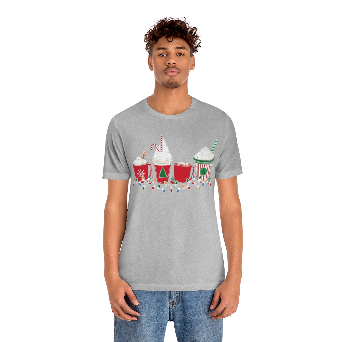 Starbucks Themed Peppermint Coffee Cups Christmas Holiday Tshirt