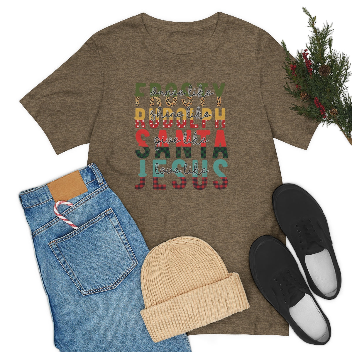 Frosty Rudolph Santa Jesus Christmas Tshirt