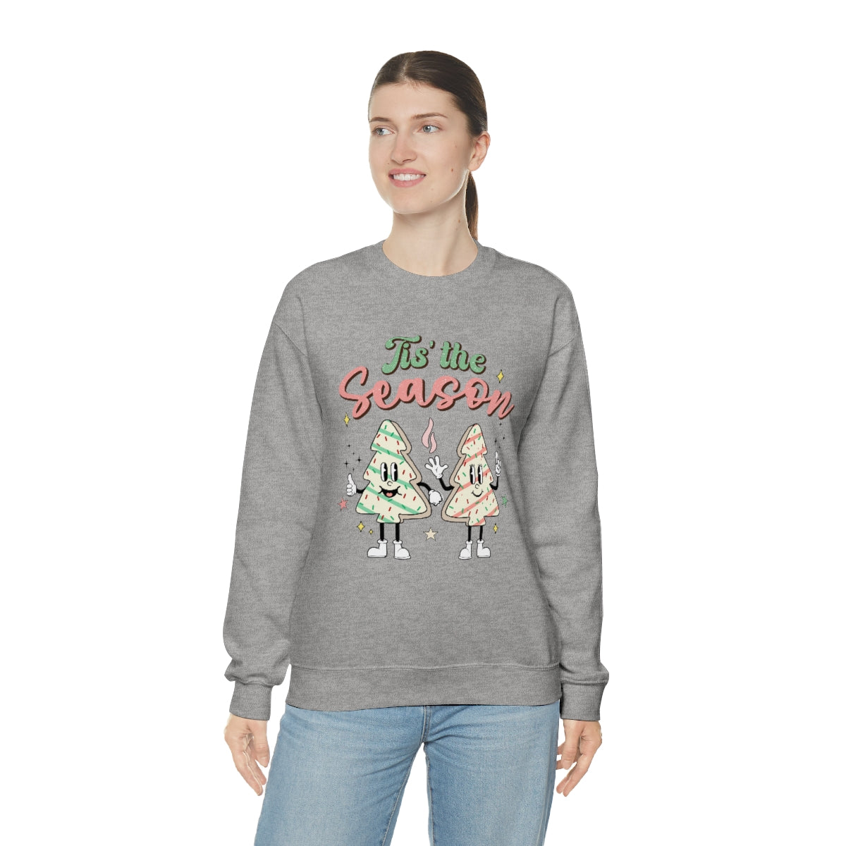 Tis the Season Cute Retro Vintage Tree & Treat Christmas Sweatshirt