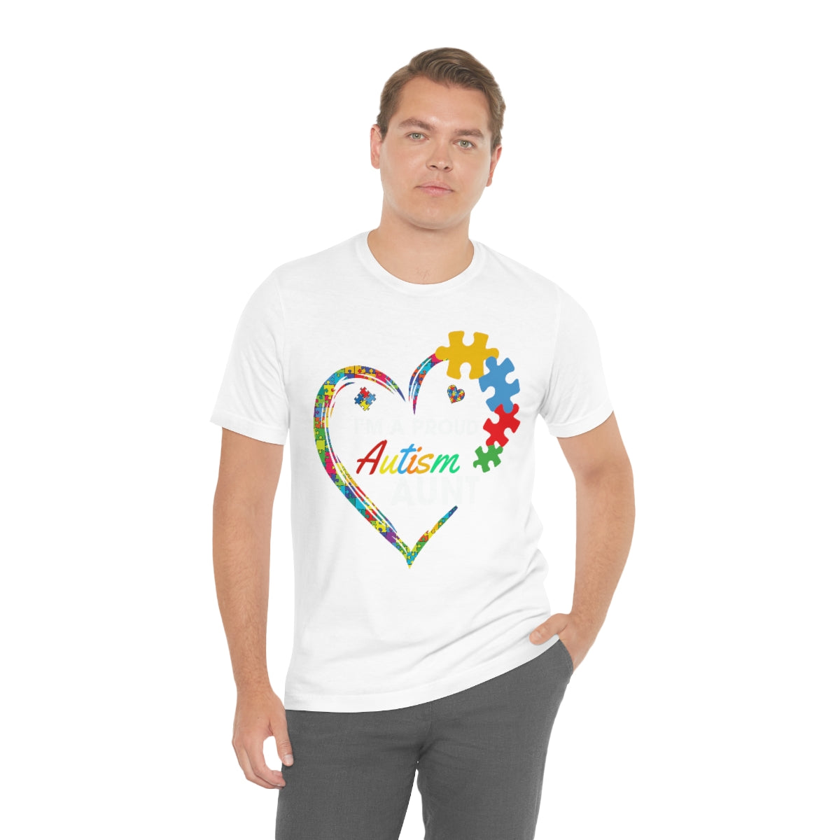 Proud Autism Aunt Heart Puzzle Pieces Tshirt