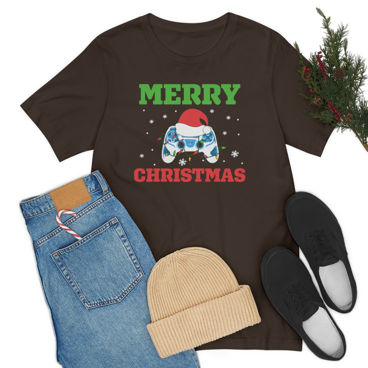 Video Game Controller Merry Christmas Holiday Tshirt