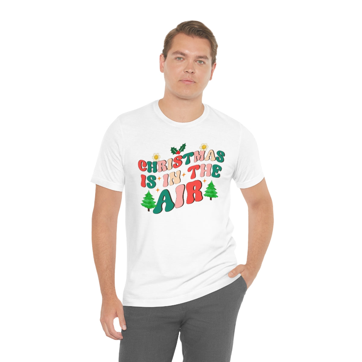 Retro Christmas is in the Air Cute Xmas Trees Holiday Tshirt