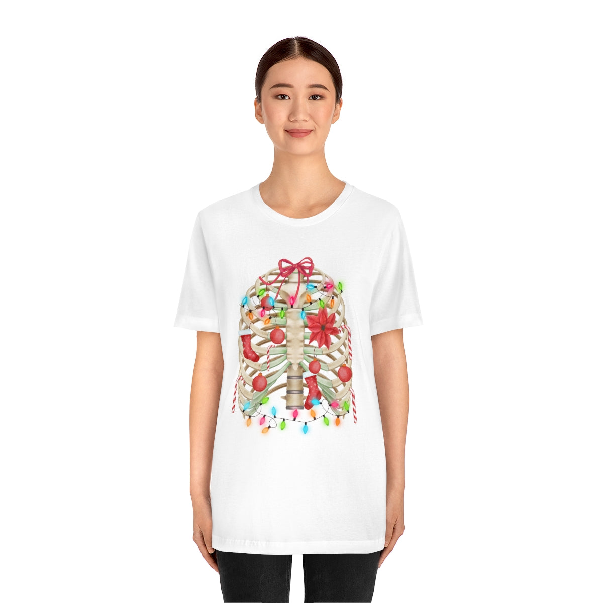 Skeleton Ribcage with Christmas Lights Tshirt