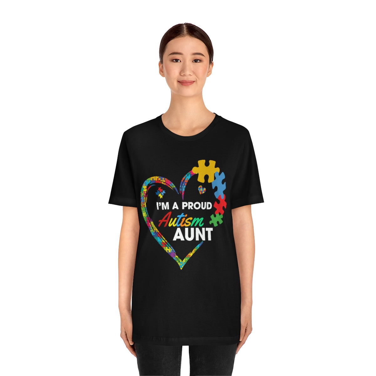 Proud Autism Aunt Heart Puzzle Pieces Tshirt