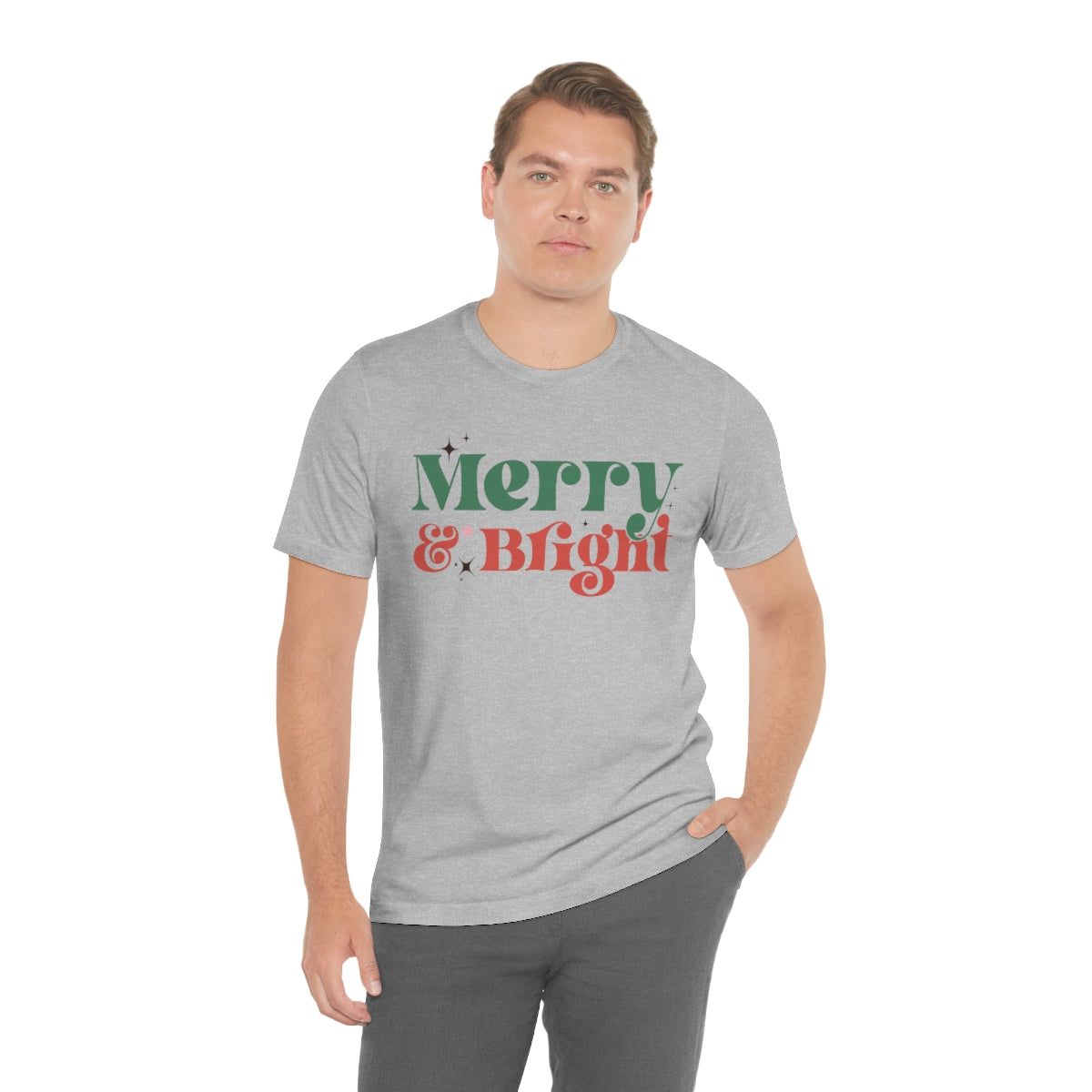 Retro Merry & Bright Vintage Style Christmas Xmas Holiday Tshirt