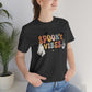 Spooky Vibes Retro Letters with Ghost TShirt, Funny Shirt, Halloween Lover Gift on Unisex Jersey Short Sleeve Tee