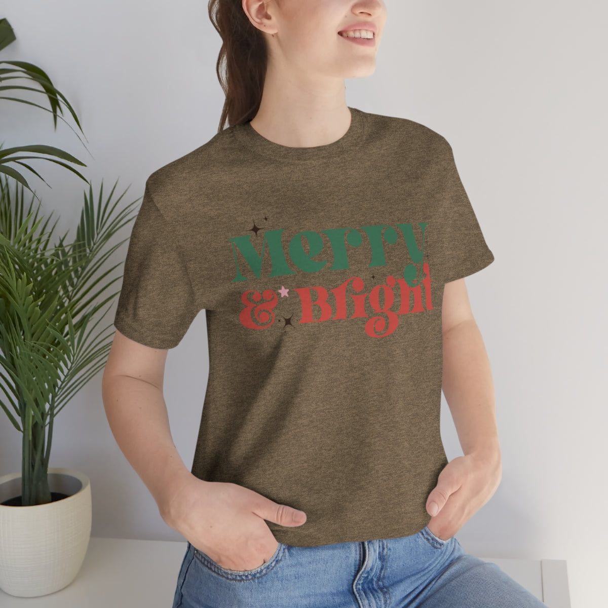 Retro Merry & Bright Vintage Style Christmas Xmas Holiday Tshirt