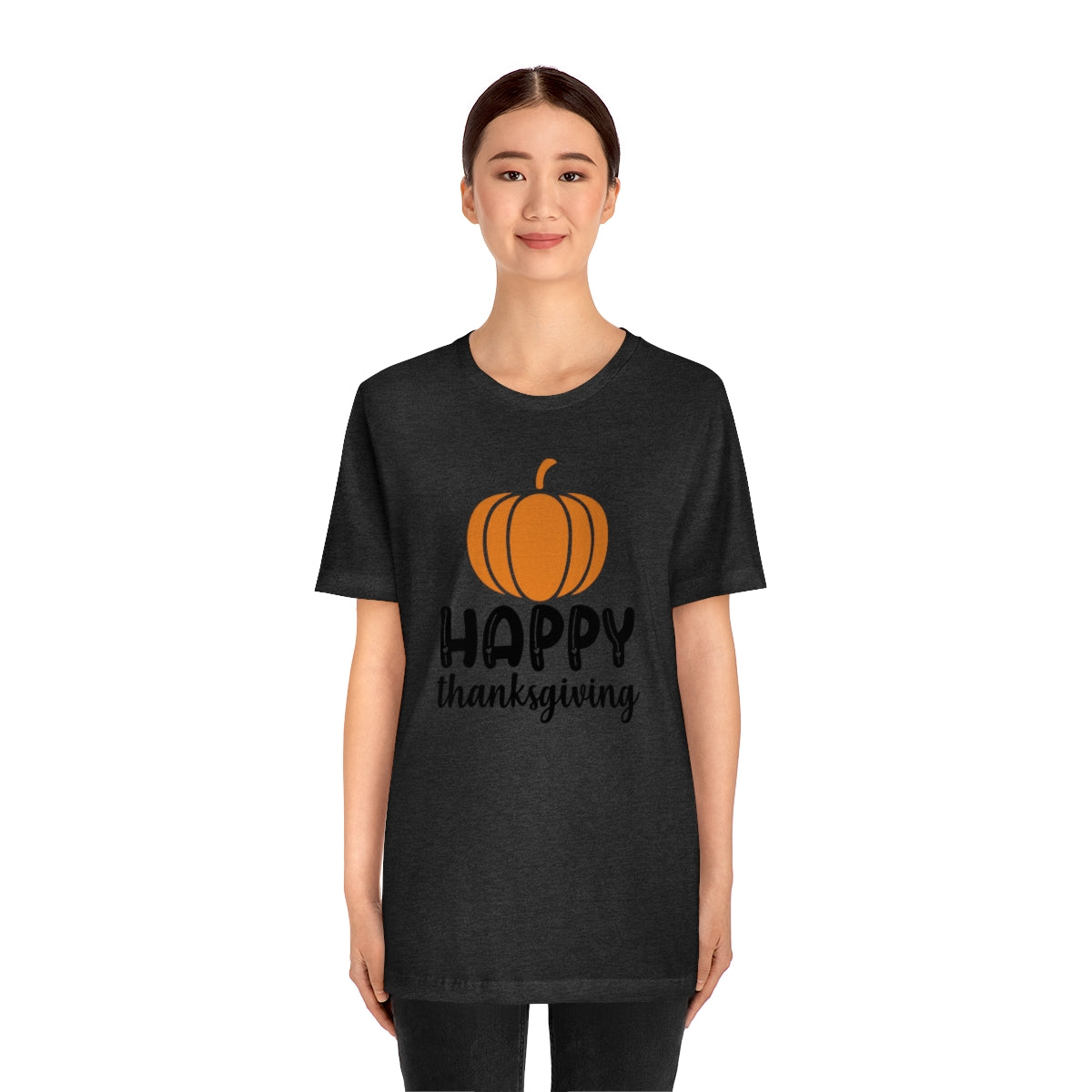 Happy Thanksgiving Pumpkin Tshirt Design | Thanksgiving TShirt | Thanksgiving T-Shirt | Thanksgiving Teeshirt Design on Unisex Jersey Short Sleeve Tee