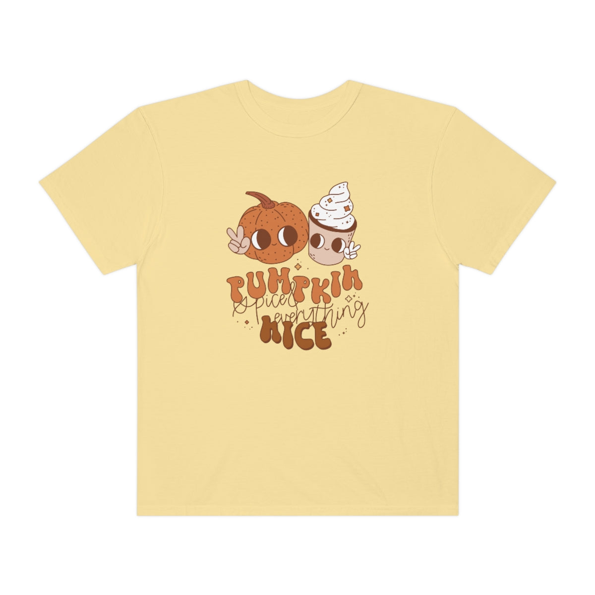 Pumpkin Spice Everything Cute Coffee & Pumpkin Halloween Design, Halloween Tshirt, Funny Tshirt Design on Unisex Garment-Dyed T-shirt