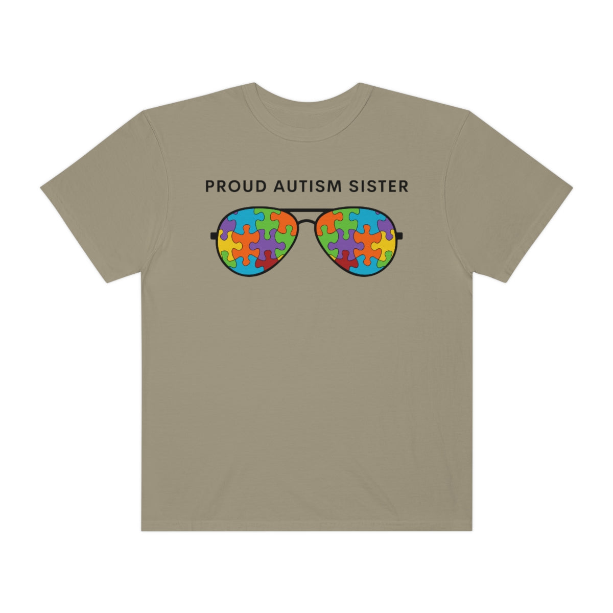 Proud Autism Sister Sunglasses Puzzle Pieces Autism Awareness Tshirt