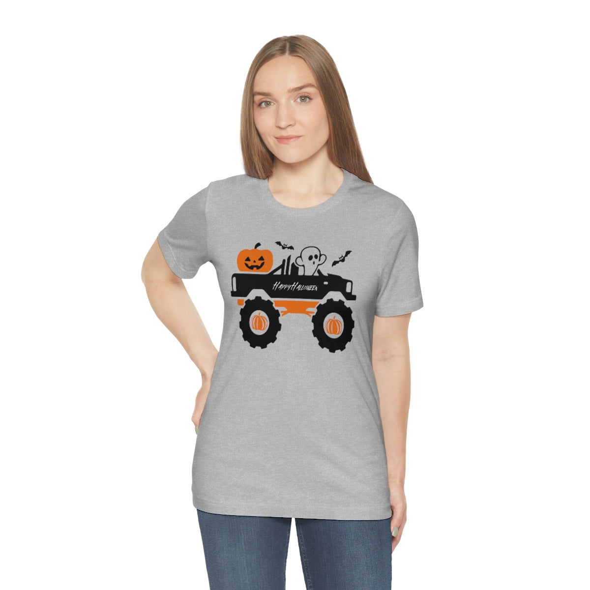 Big Rig Ghost Happy Halloween, Pumpkin Tshirt, Funny TShirt Design on Unisex Jersey Short Sleeve Tee