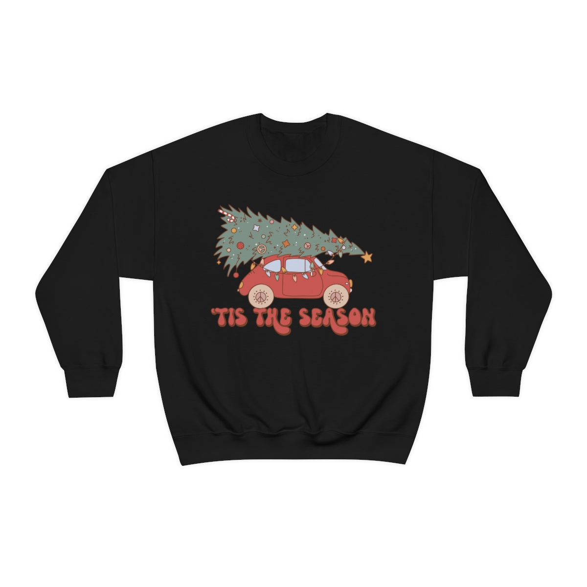 Tis the Season Groovy VW Bug Christmas Xmas Holiday Sweatshirt