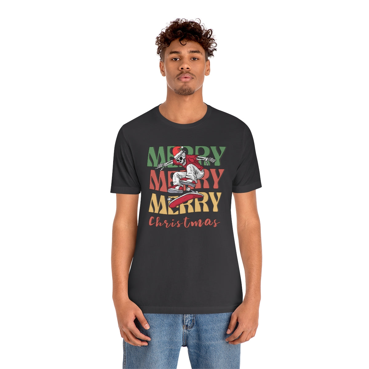 Merry Christmas Skeleton Skateboarding Retro Christmas Tshirt