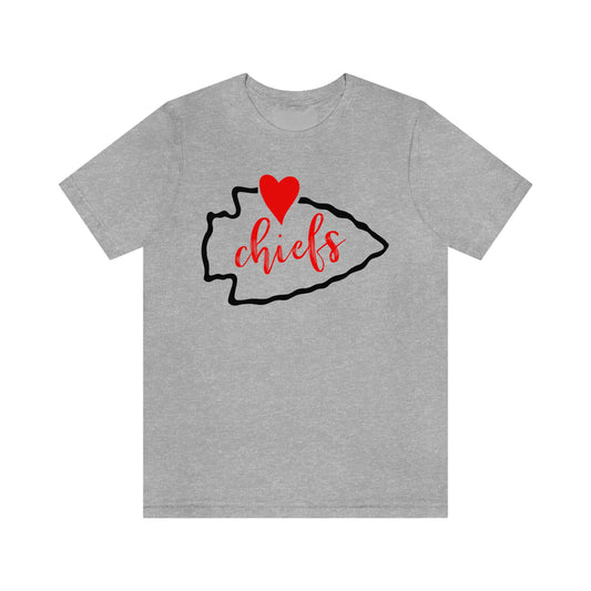 Kansas Cute Chiefs Heart Football Super Bowl Football Short Sleeve Tshirt