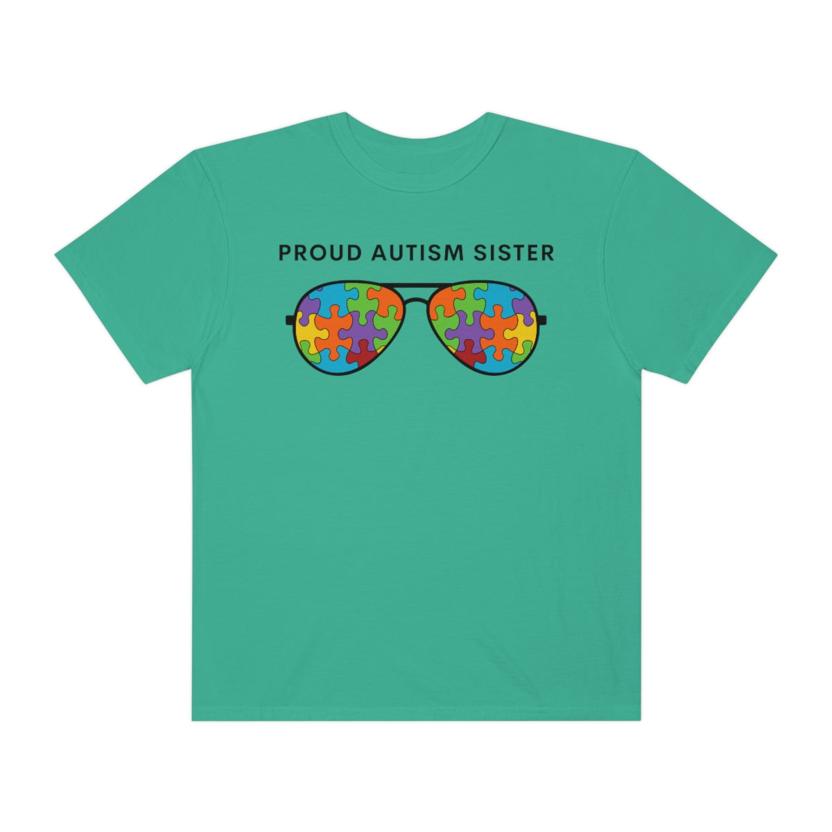 Proud Autism Sister Sunglasses Puzzle Pieces Autism Awareness Tshirt