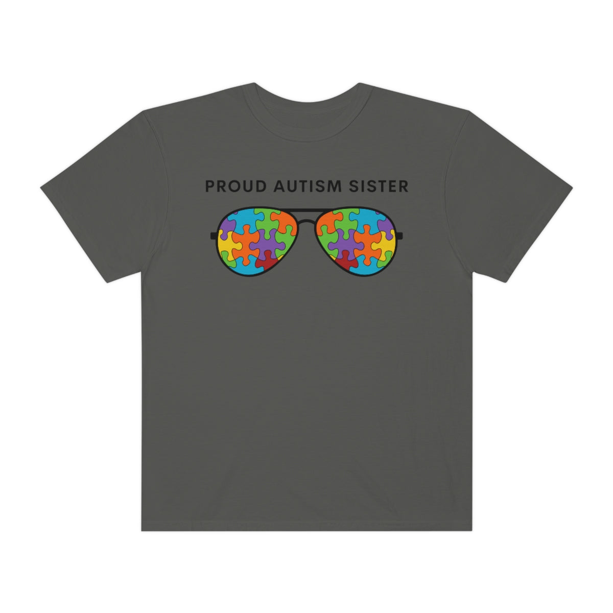 Proud Autism Sister Sunglasses Puzzle Pieces Autism Awareness Tshirt