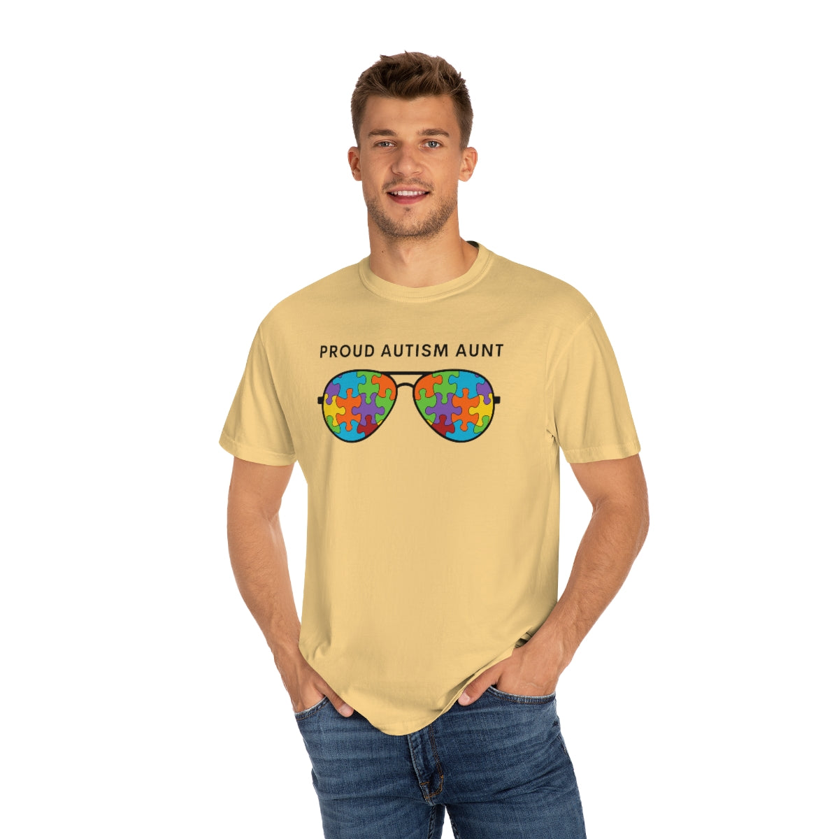 Proud Autism Aunt Sunglasses Puzzle Pieces Autism Awareness Tshirt