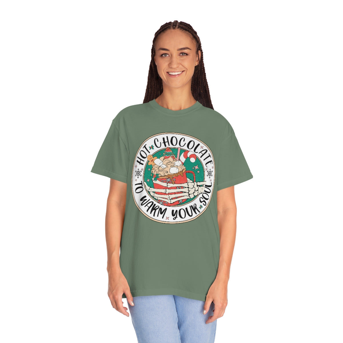 Hot Chocolate to Warm Your Soul Christmas Skeleton Tshirt