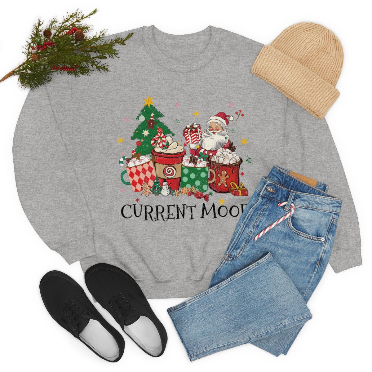 Current Mood Vintage Santa with Presents Christmas Sweatshirt