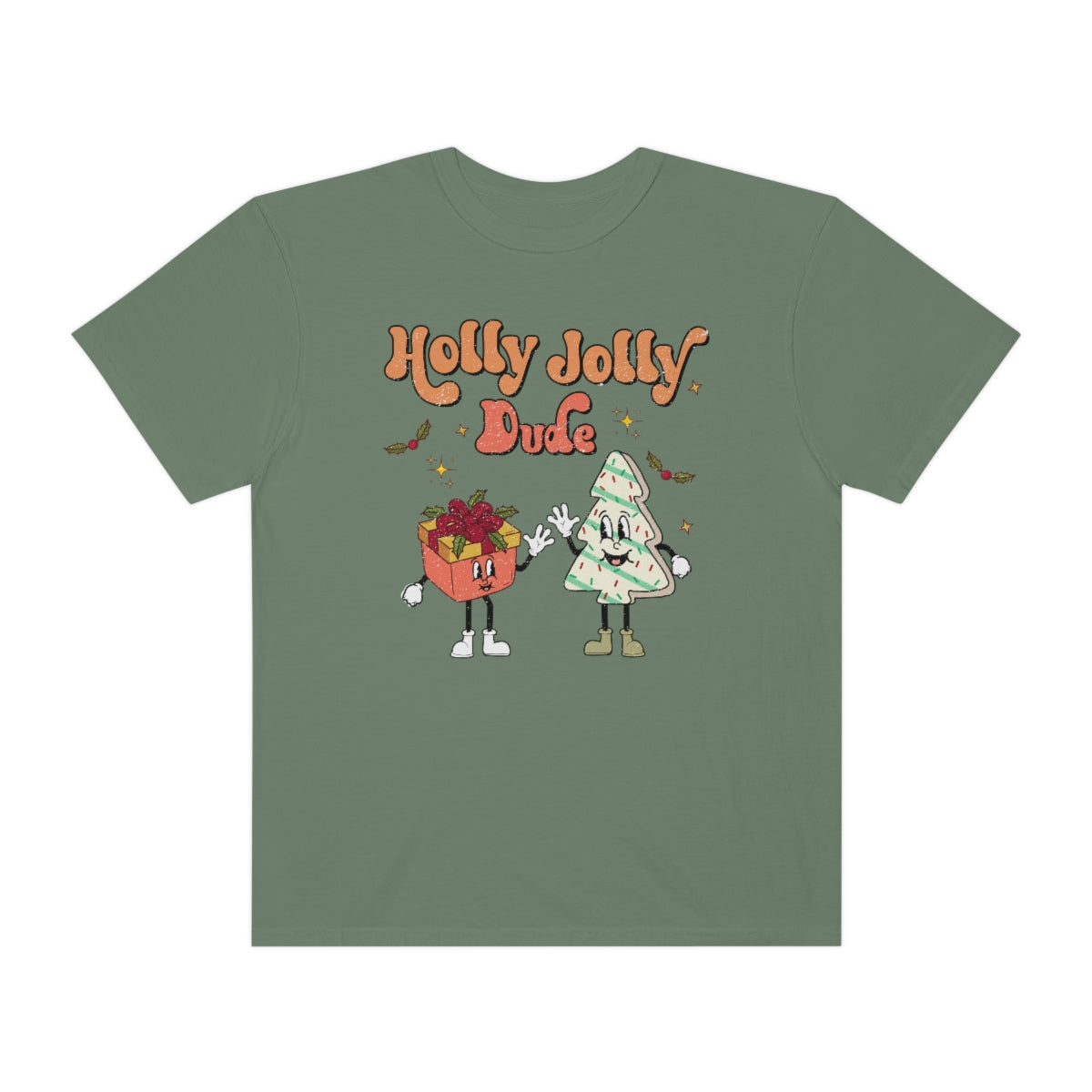 Holly Jolly Dude Retro Christmas Tshirt