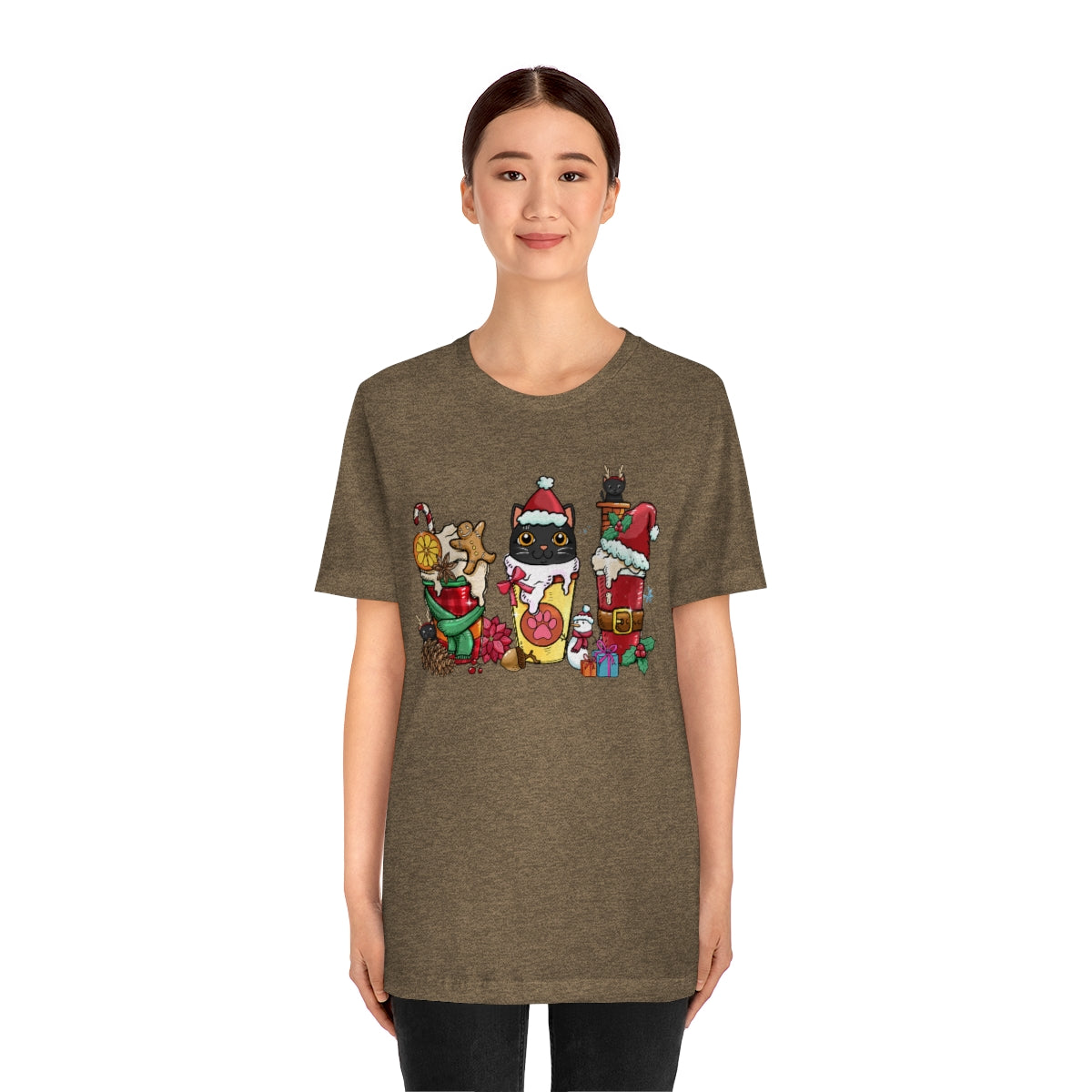 Black Cat Christmas Coffee Xmas Tshirt