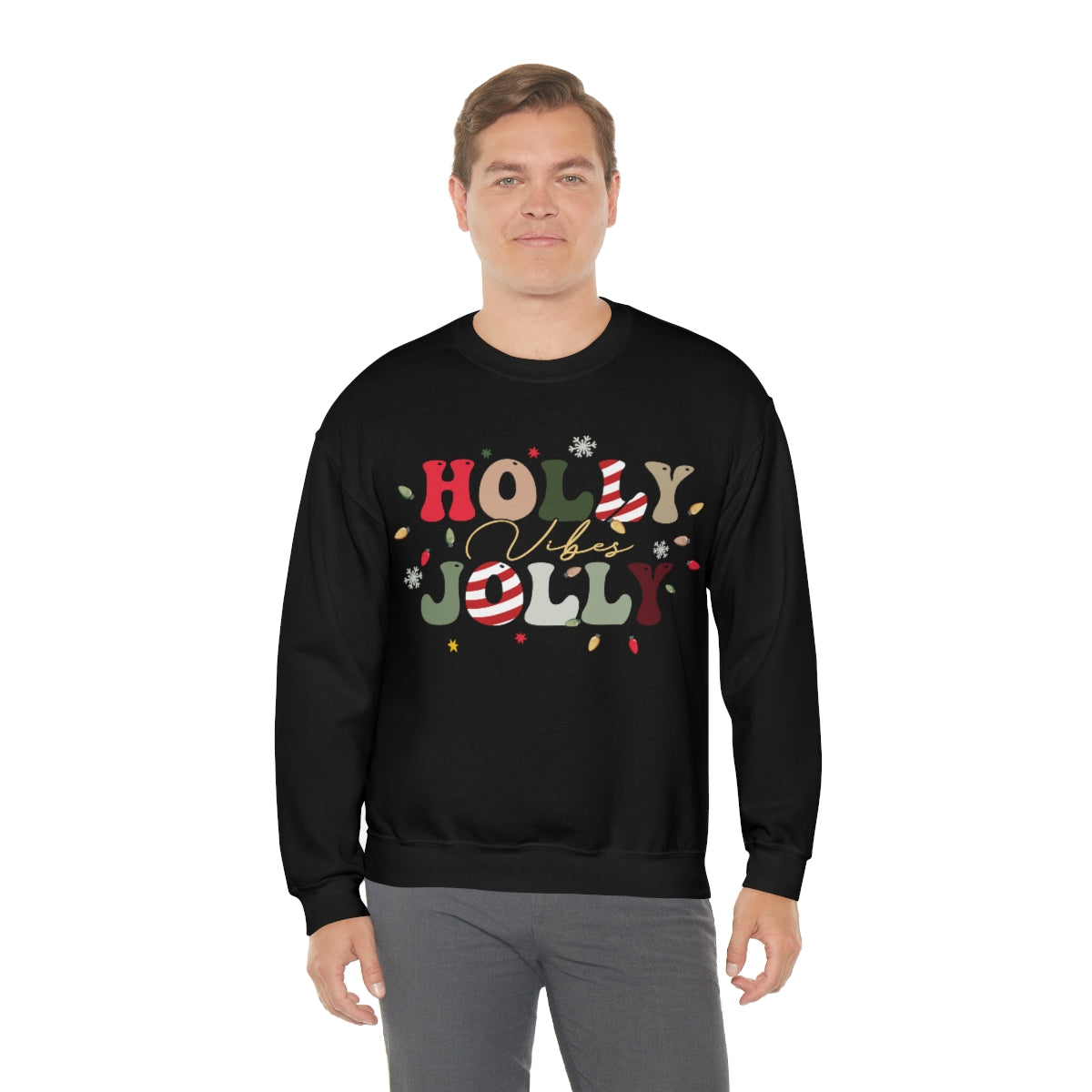 Holly Jolly Vibes with Lights Christmas Sweatshirt