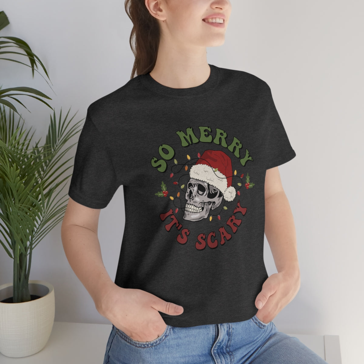 So Merry its Scary Skeleton Christmas Holiday Tshirt